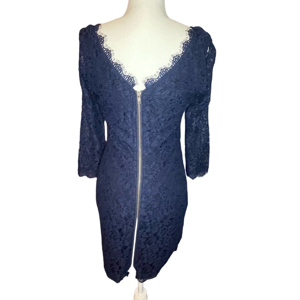 Diane von Furstenberg Zarita Scoop Dress Navy Lace size 8 - Picture 3 of 16